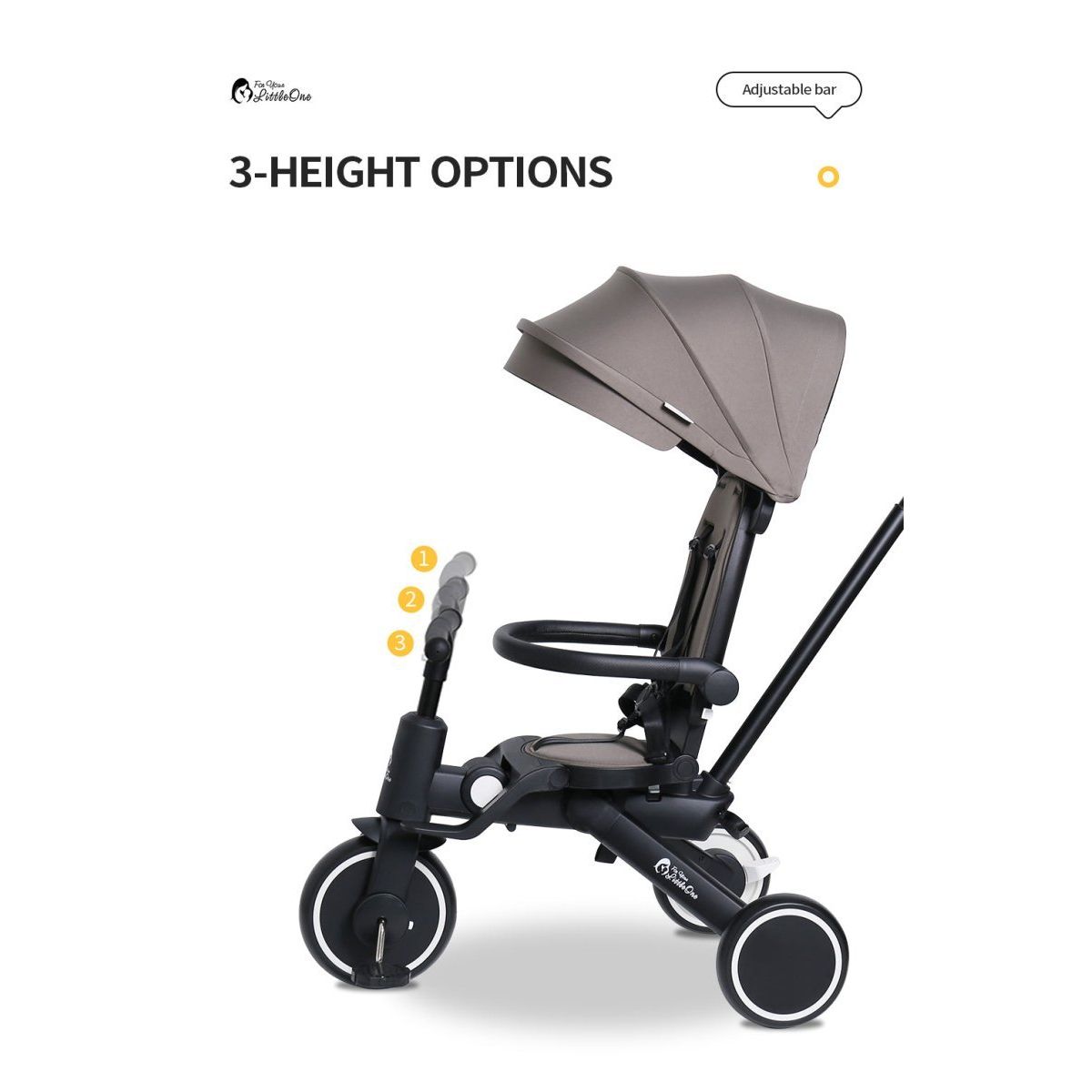 Foryourlittleone Xplor Ultimate 6 in 1 Foldable Trike - Grey Olive (10m-4y)