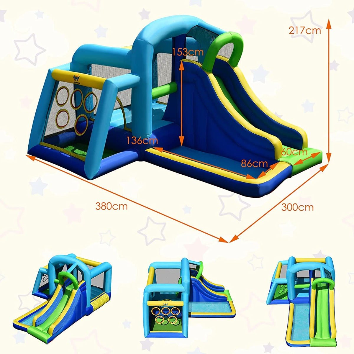 Inflatable Bouncy Castle With Splash Pool, Slide and Ball Pit