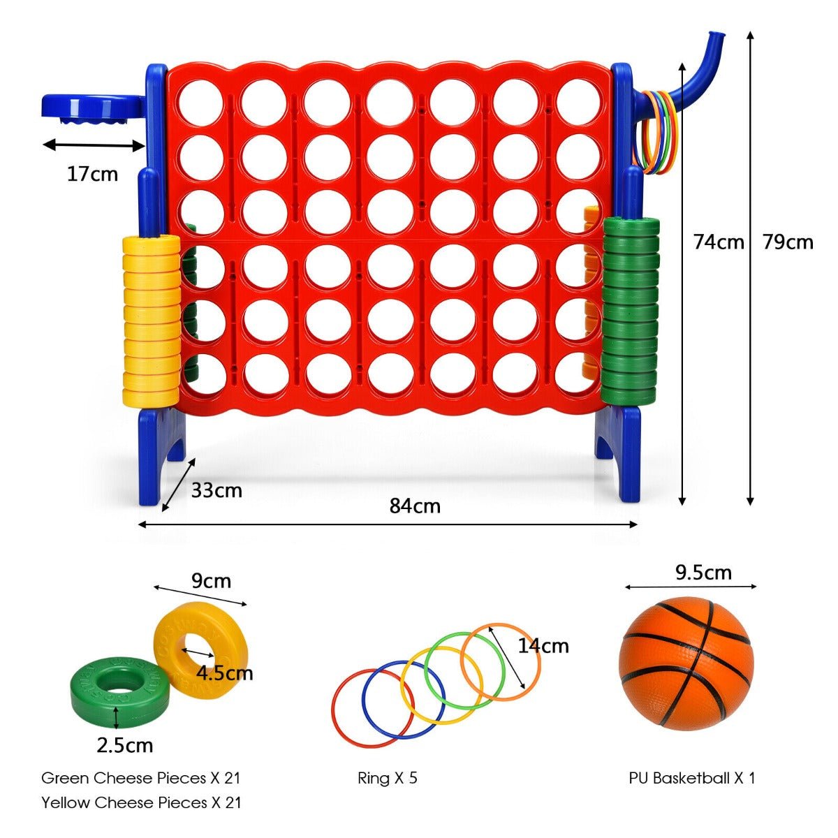 Giant Connect 4 Game Jumbo with 42 Rings-Blue