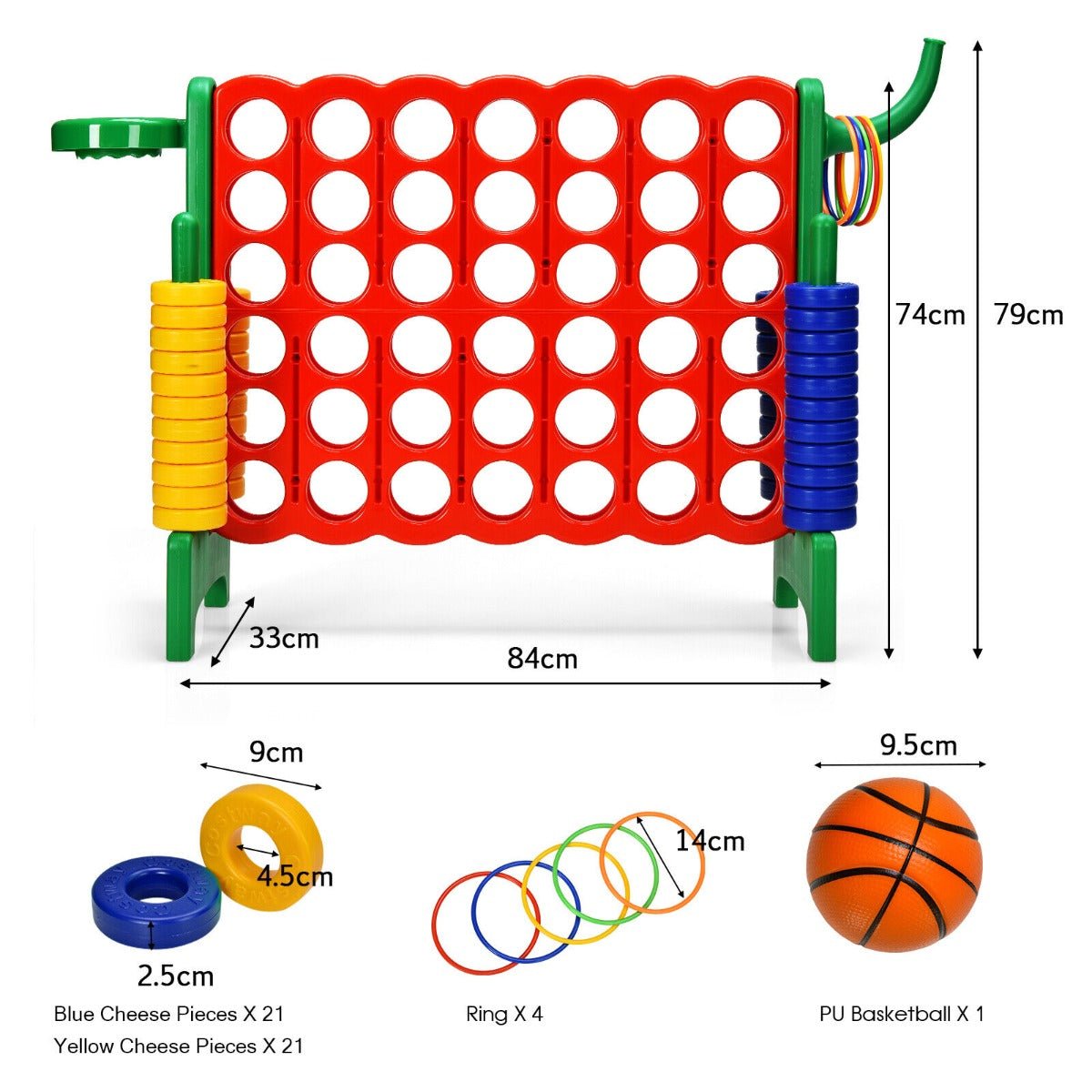 Giant Connect 4 Game Jumbo with 42 Rings-Green