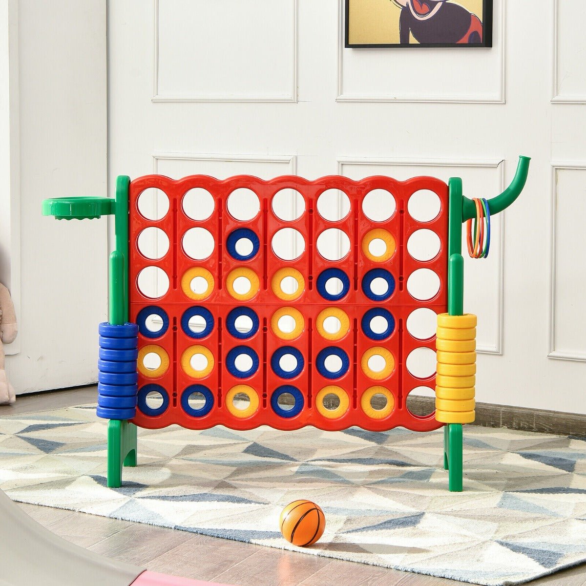 Giant Connect 4 Game Jumbo with 42 Rings-Green