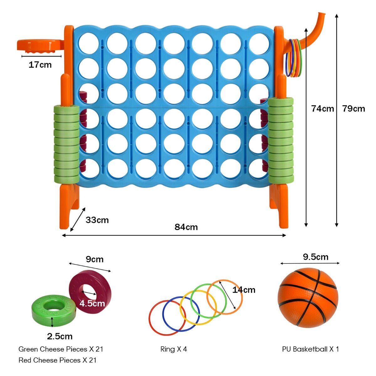 Giant Connect 4 Game Jumbo with 42 Rings-Orange