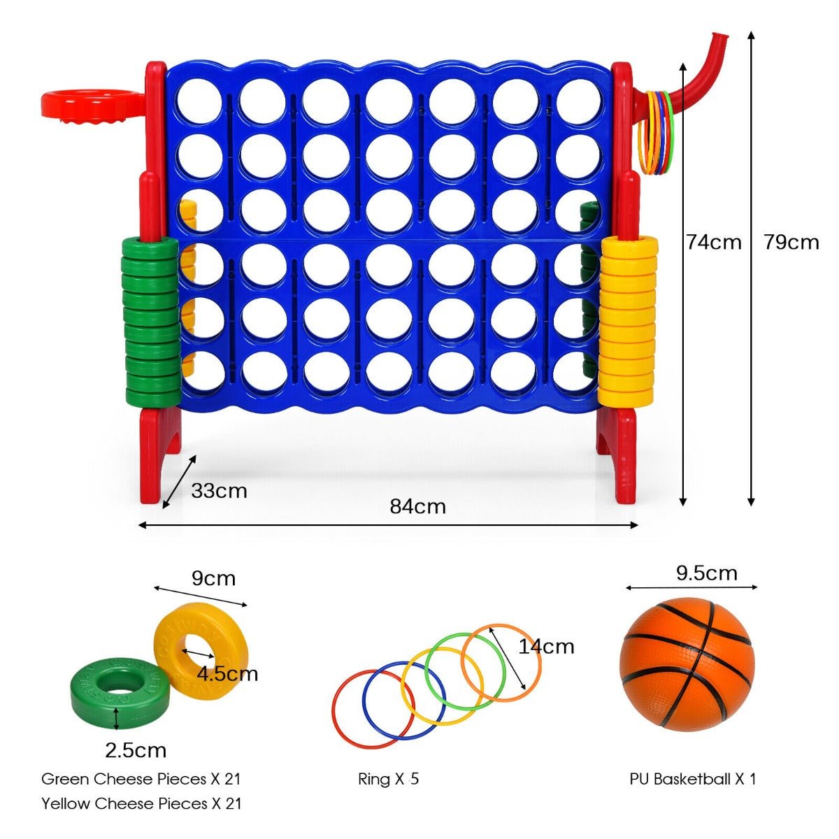 Giant Connect 4 Game Jumbo with 42 Rings-Red