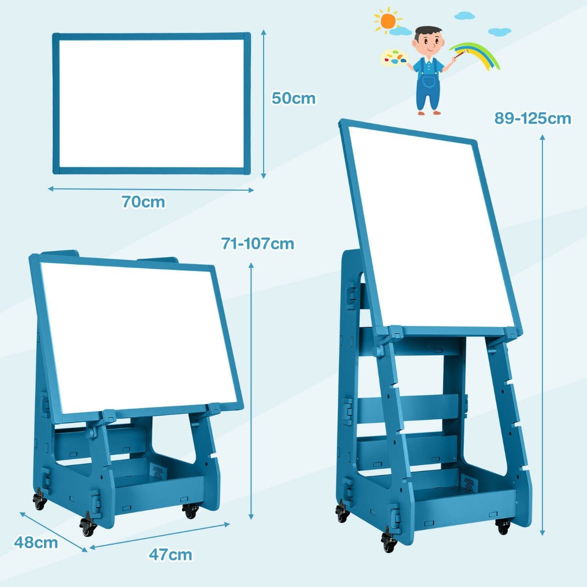 Multifunctional Art Easel with Storage for Kids-Navy