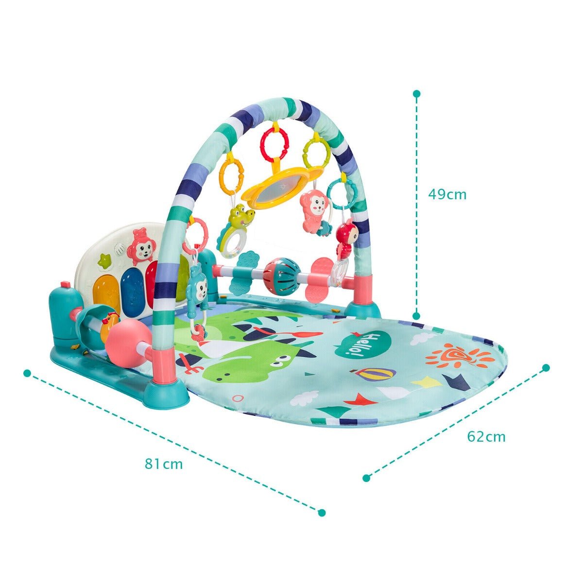 Baby Play Mat Kick and Play Piano Gym Activity Center with Projector-Blue - The Online Toy Shop - Costway - 4