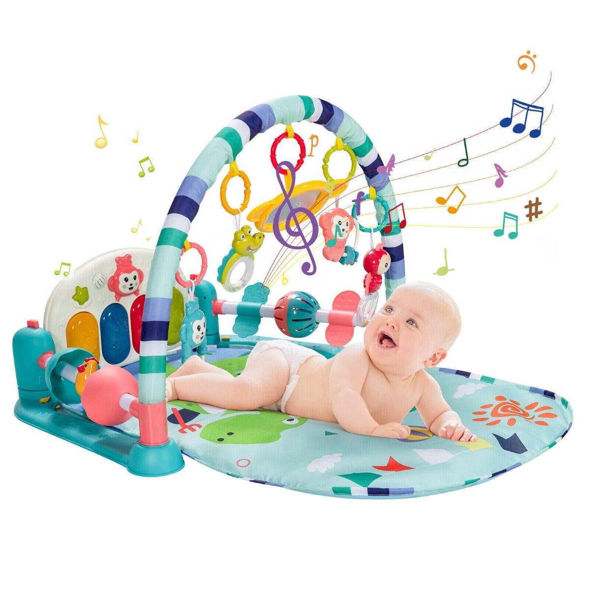 Baby Play Mat Kick and Play Piano Gym Activity Center with Projector-Blue - The Online Toy Shop - Costway - 3