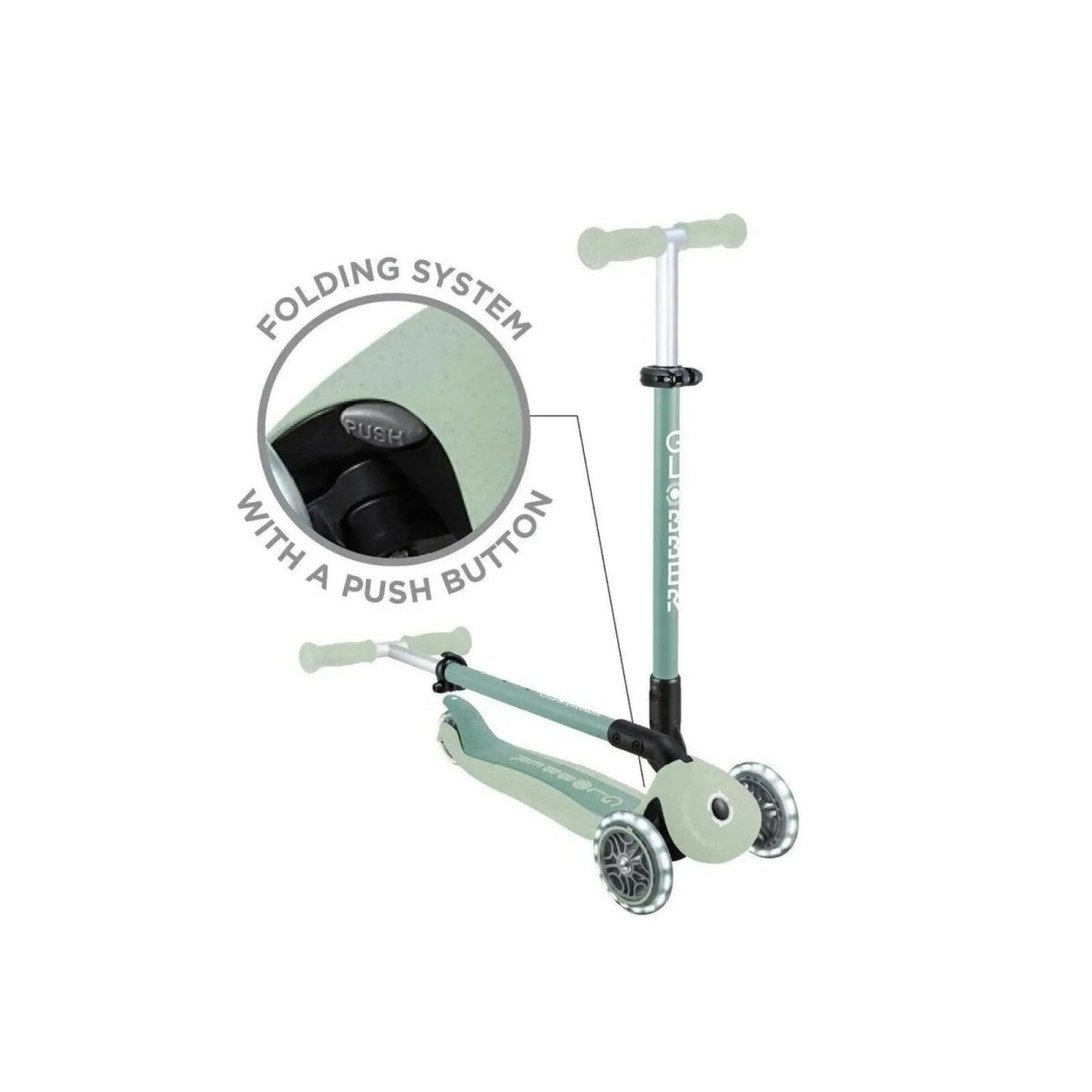 Globber Go Up Active Lights Eco Scooter - Pistachio