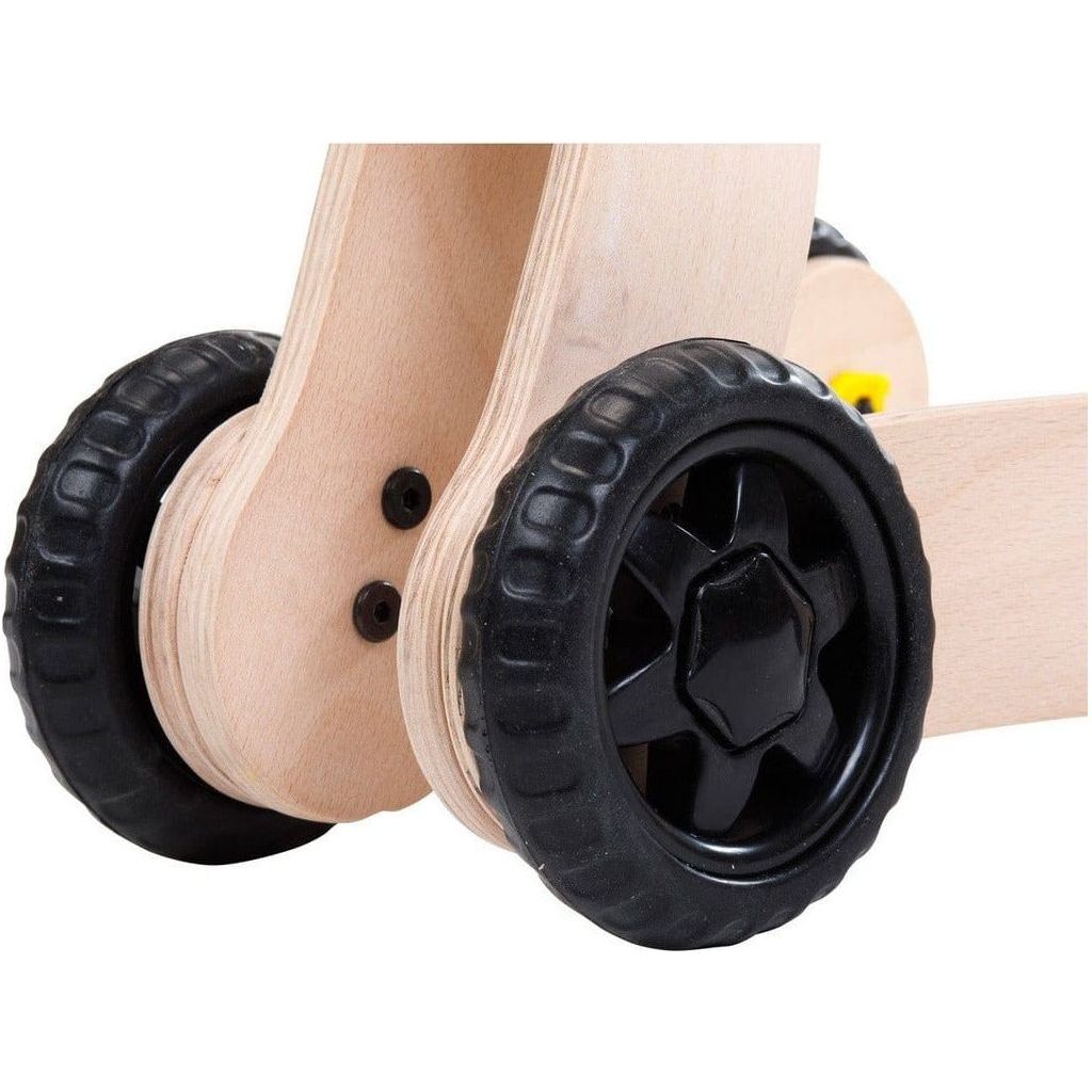 Mama Toyz Wooden Walker Age 10 Months + front wheels close up