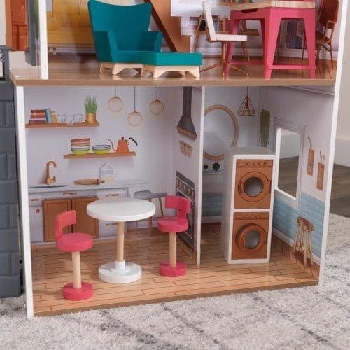 kitchen and utility room of Kidkraft Rowan Dollhouse