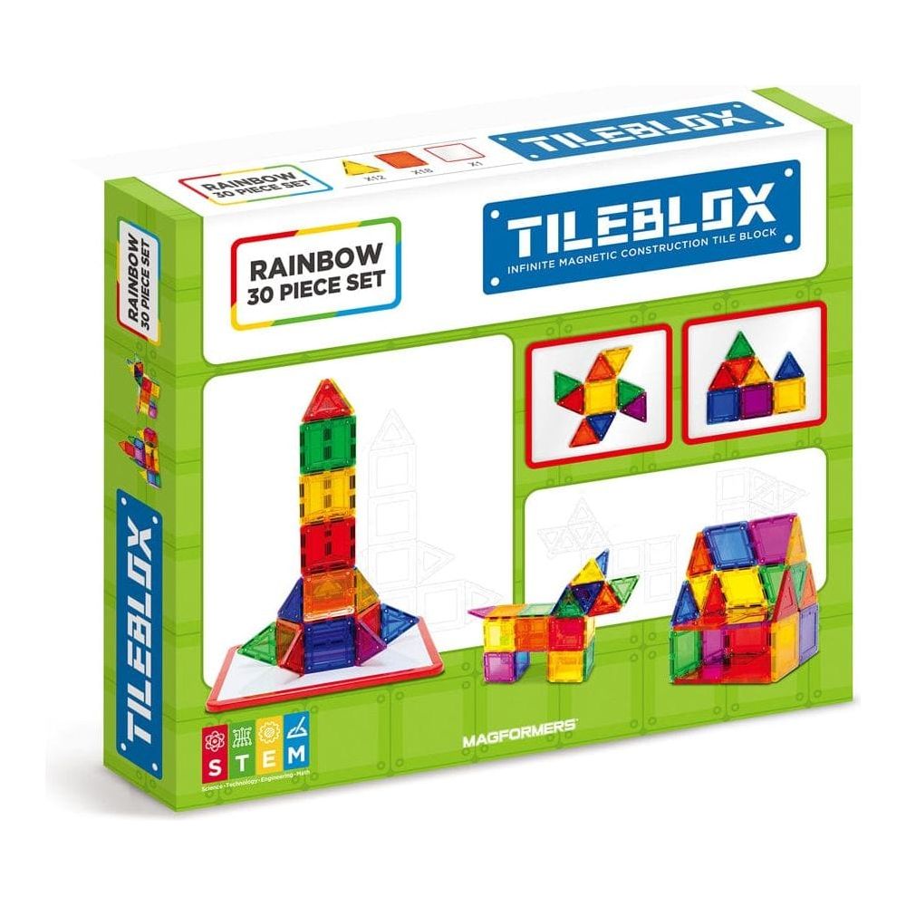 Magformers TileBlox 30 Piece with Magnetic Board front of box