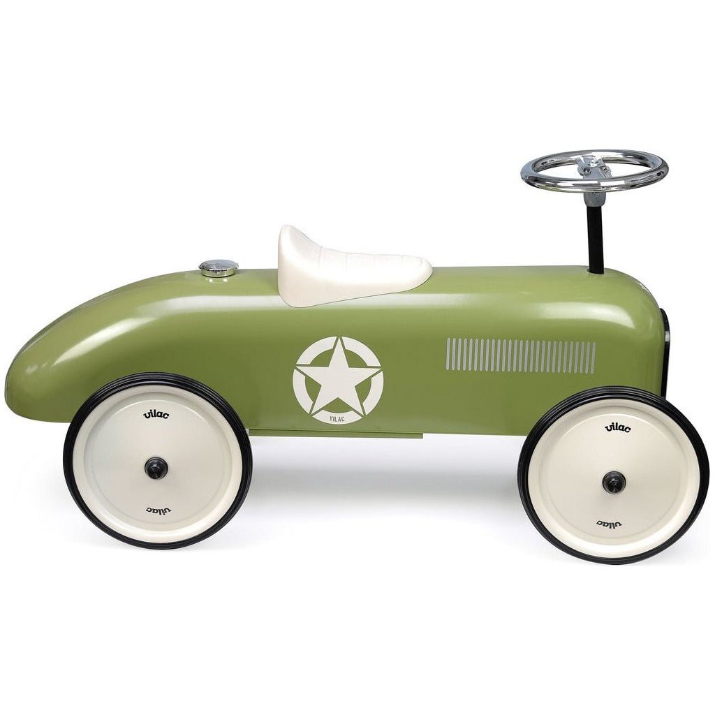 Vilac Classic Ride-On Racing Car - 18m+ - Khaki side