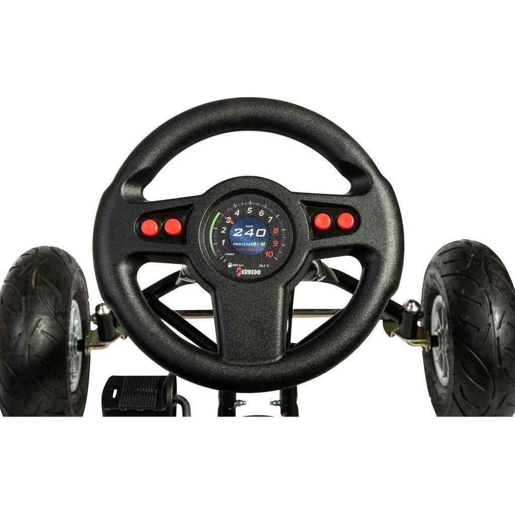 close up of steering wheel from Ferbedo AT X-Racer Go Kart