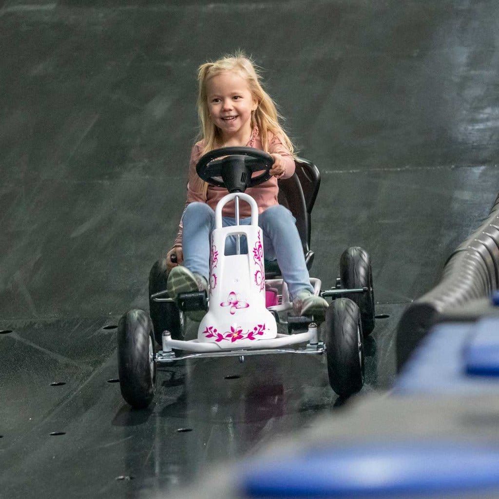 girl driving Ferbedo Air Runner Go Kart  on track