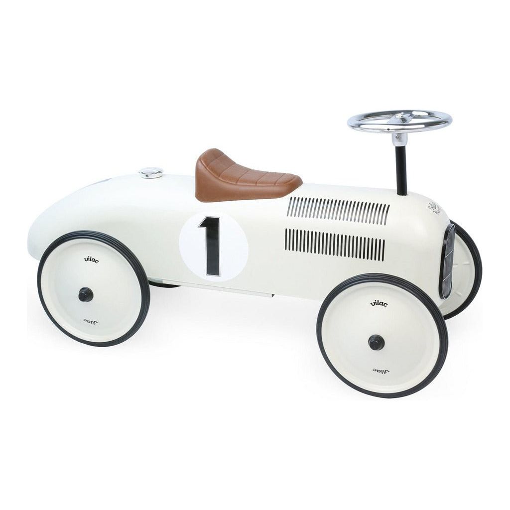 Vilac Classic Ride-On Racing Car - 18m+ - Off White side