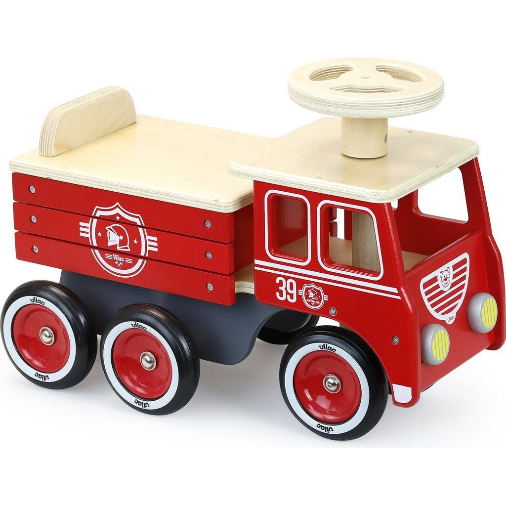 Vilac Ride-On Wooden Firetruck front