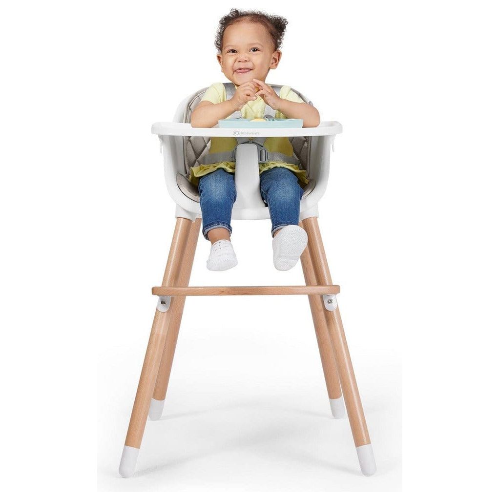 girl sitting in Kinderkraft Sienna High Chair - Grey