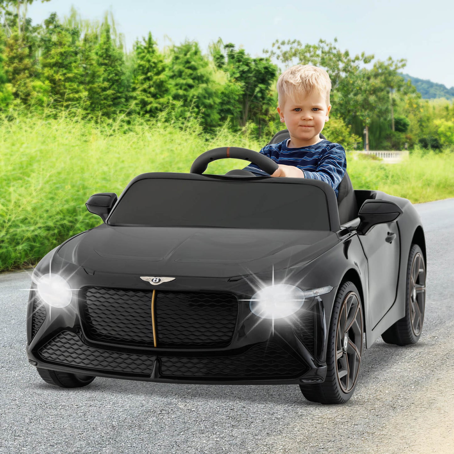 12V Licensed Bentley Bacalar Kids Ride On Car with Scissor Doors and Lights-Black