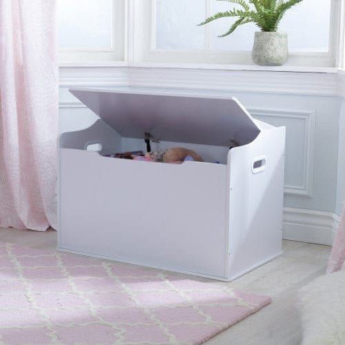 KidKraft Austin Toy Box - White with lid closing in front of window