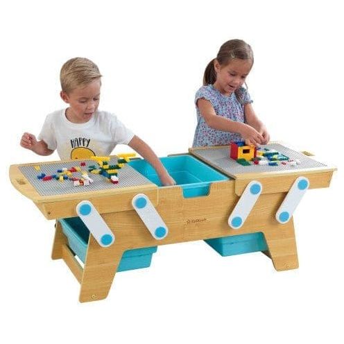 children plying at KidKraft Building Bricks Play-N-Store Table