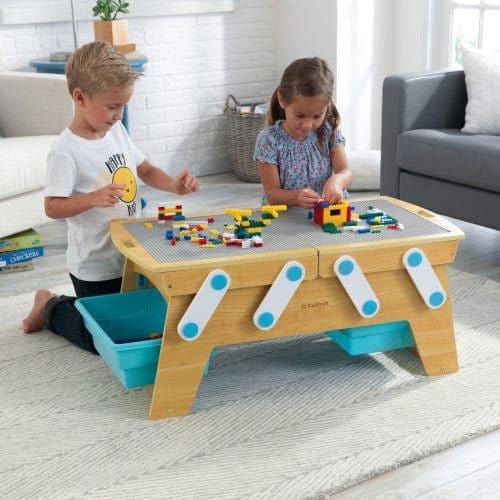 KidKraft Building Bricks Play-N-Store Table slosed lid in playroom