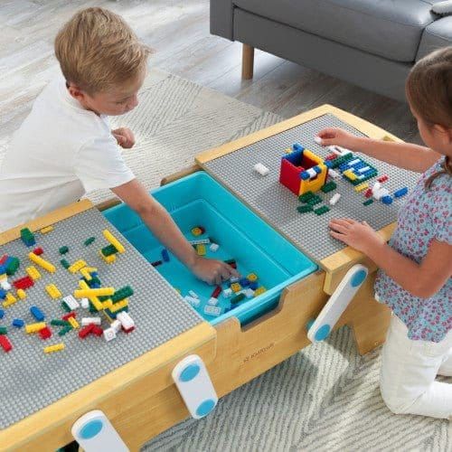storage tub in middle of KidKraft Building Bricks Play-N-Store Table