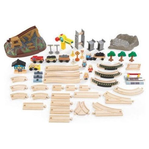 component pieces of KidKraft Bucket Top Construction Train Set