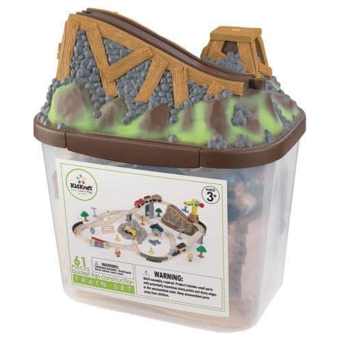 KidKraft top Construction Train Set in bucket