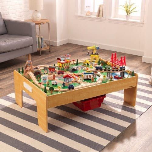 KidKraft Adventure Town Railway Set & Table in playroom