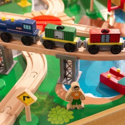 KidKraft Adventure Town Railway Set & Table train close up