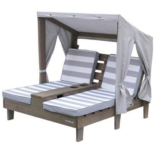 KidKraft Double Chaise Lounge with Cup Holders - Grey front right