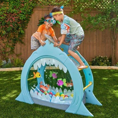 2 boys atop KidKraft Shark Escape Climber