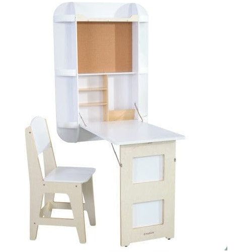 KidKraft Arches Floating Wall Desk & Chair - White opened up
