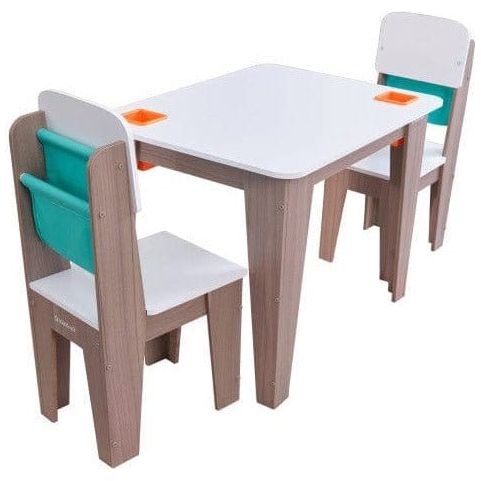 KidKraft Pocket Storage Table & 2 Chair Set - Gray Ash rear