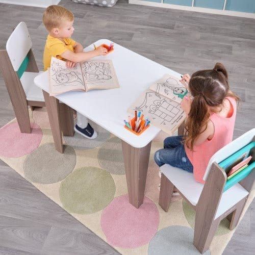 KidKraft Pocket Storage Table & 2 Chair Set - Gray Ash from above