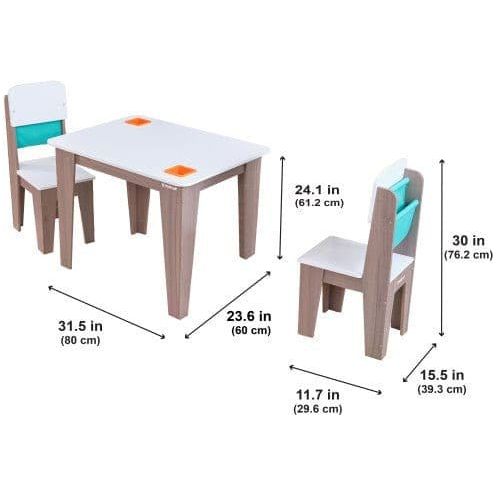 KidKraft Pocket Storage Table & 2 Chair Set - Gray Ash dimensions