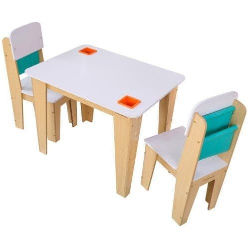KidKraft Pocket Storage Table & 2 Chair Set - Natural with tabletop storage