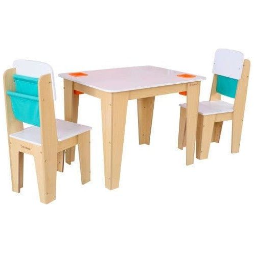KidKraft Pocket Storage Table & 2 Chair Set - Natural side 