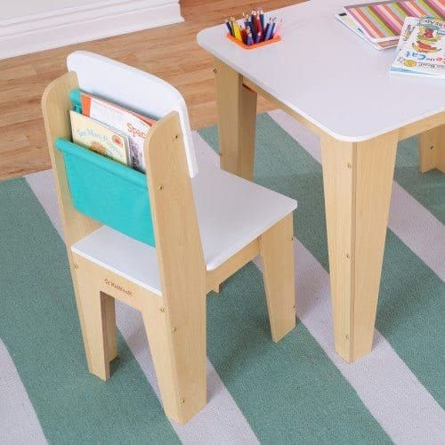 chair with storage in back from KidKraft Pocket Storage Table & 2 Chair Set - Natural