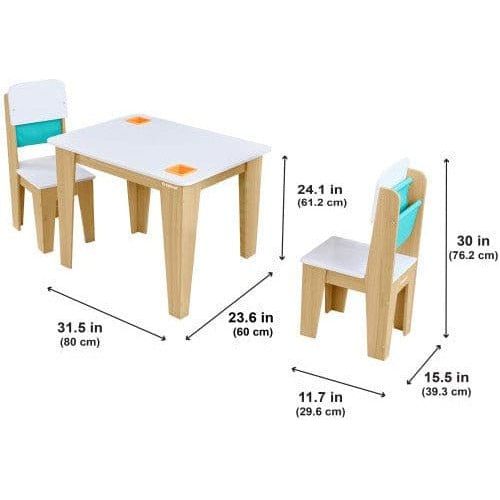 KidKraft Pocket Storage Table & 2 Chair Set - Natural dimensions