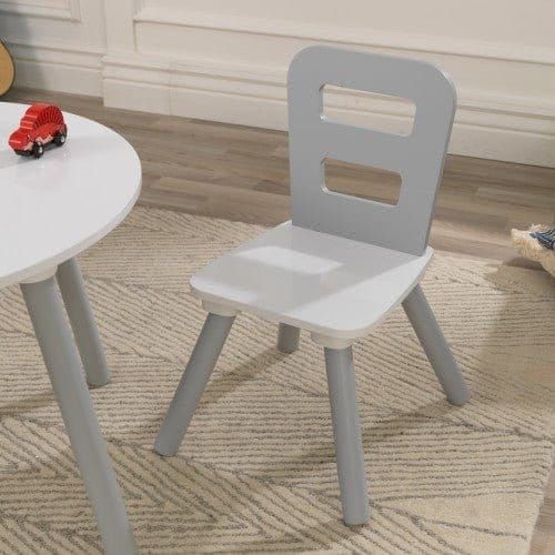 KidKraft Round Storage Table & 2 Chair Set - Grey & White chair close up