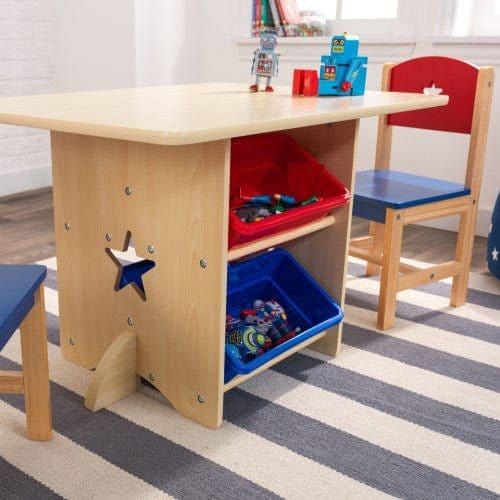 KidKraft Star Table & Chair Set storage boxes close up