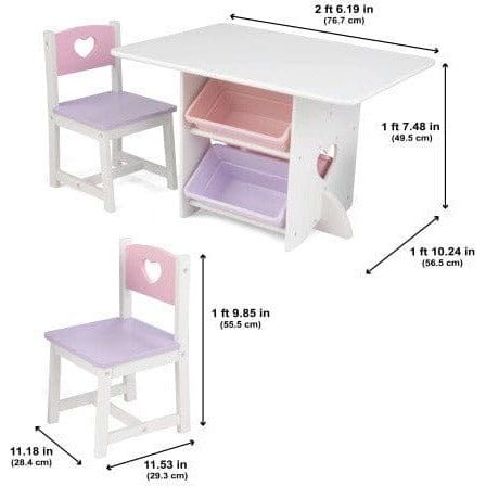 KidKraft Heart Table & Chair Set dimensions