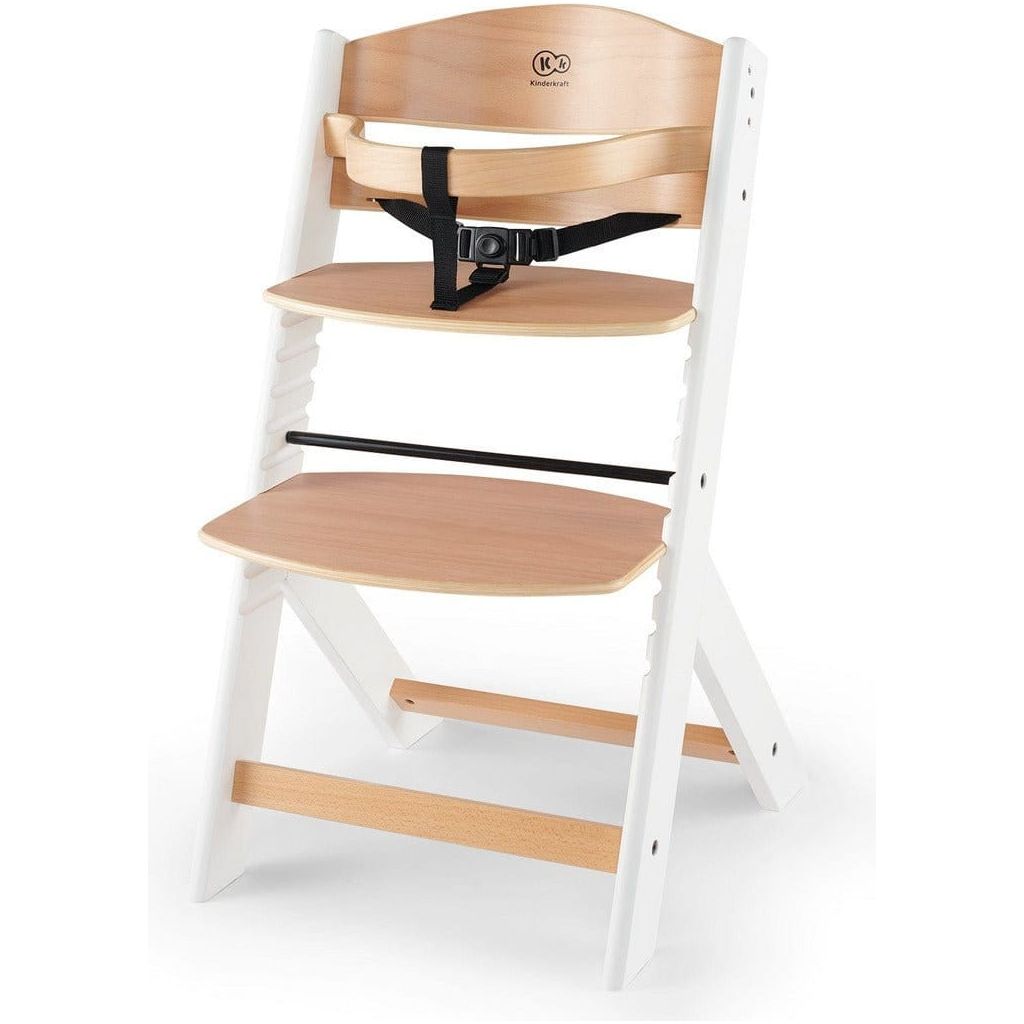 Kinderkraft Enock High Chair - White Wood with safety harness