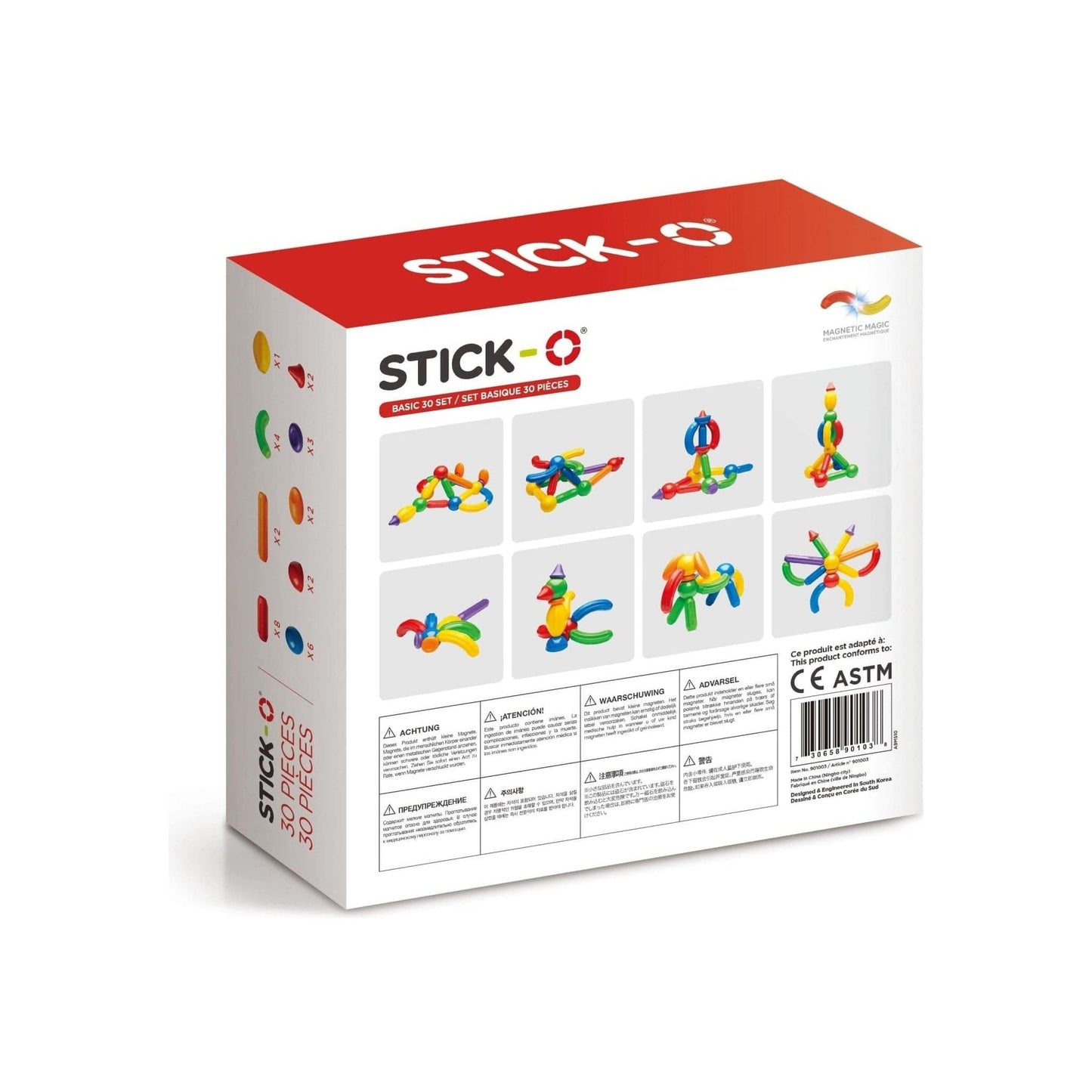 Magformers Stick-O Basic 30 Piece Set back of box