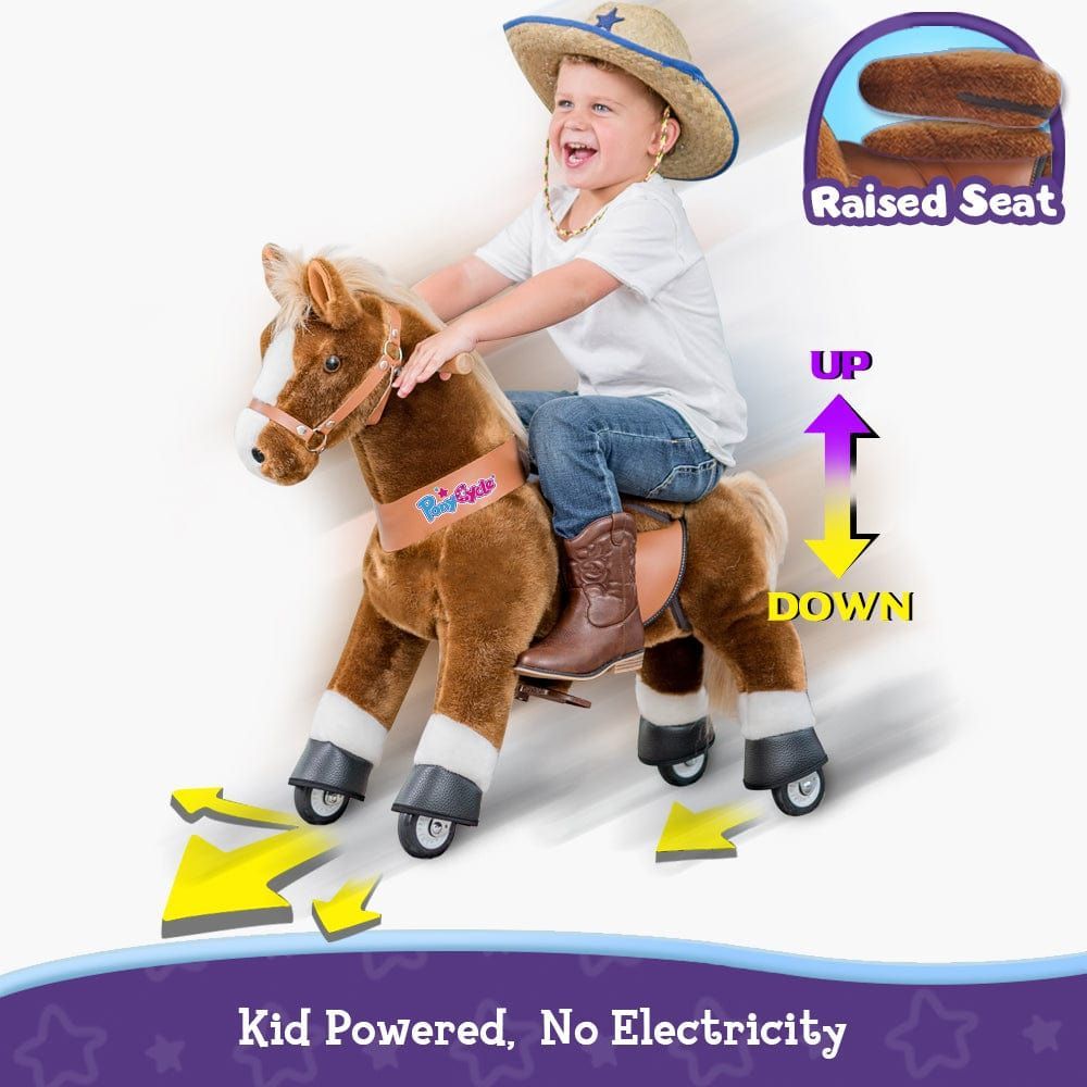 Ponycycle Ride-on Pony Toy Age 4-8 Brown riding action