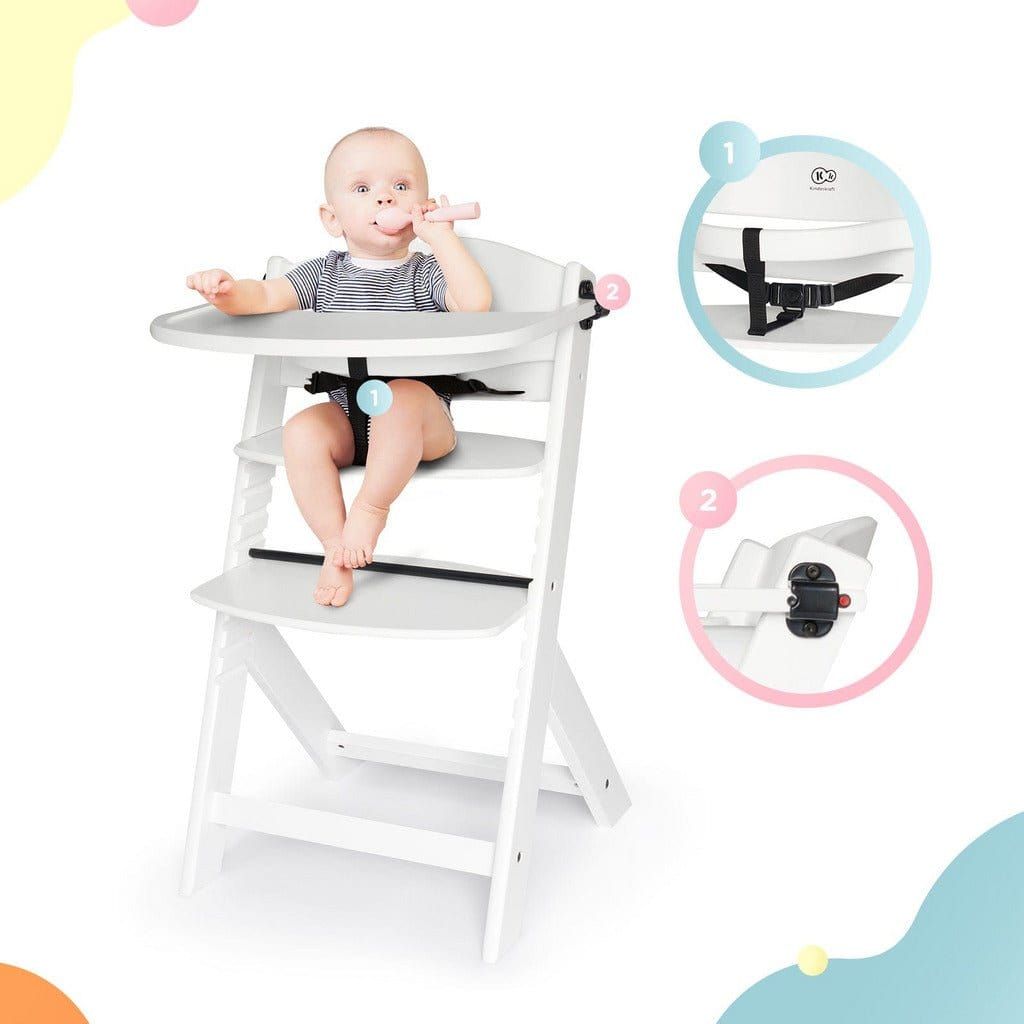 baby sitting in Kinderkraft Enock High Chair - White