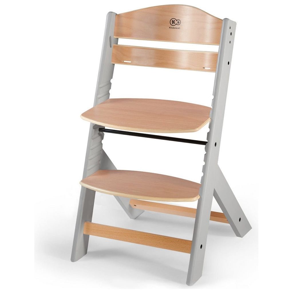 Kinderkraft Enock High Chair - Grey Wood front left