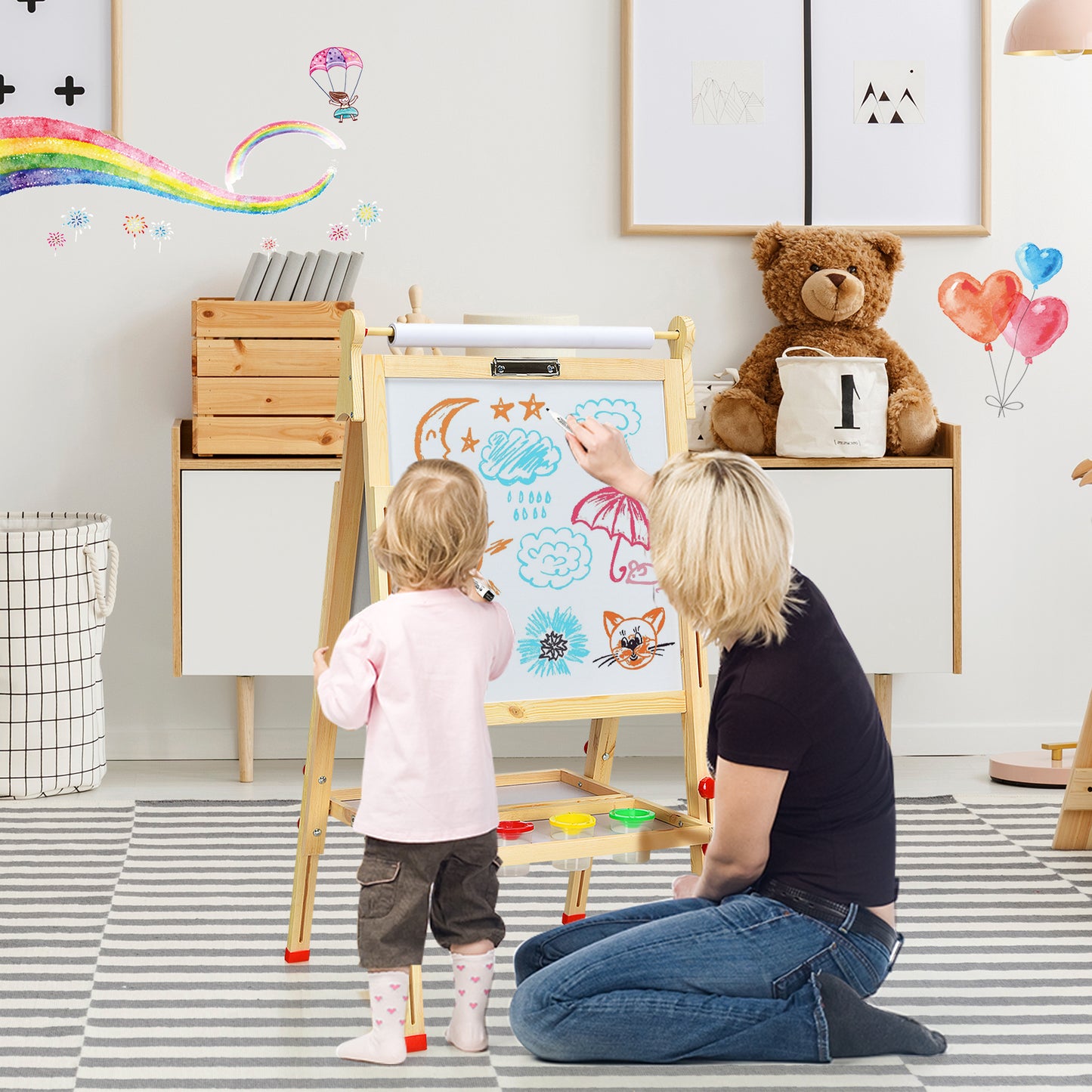 3-in-1 Double-Sided Kid’s Art Easel with Whiteboard