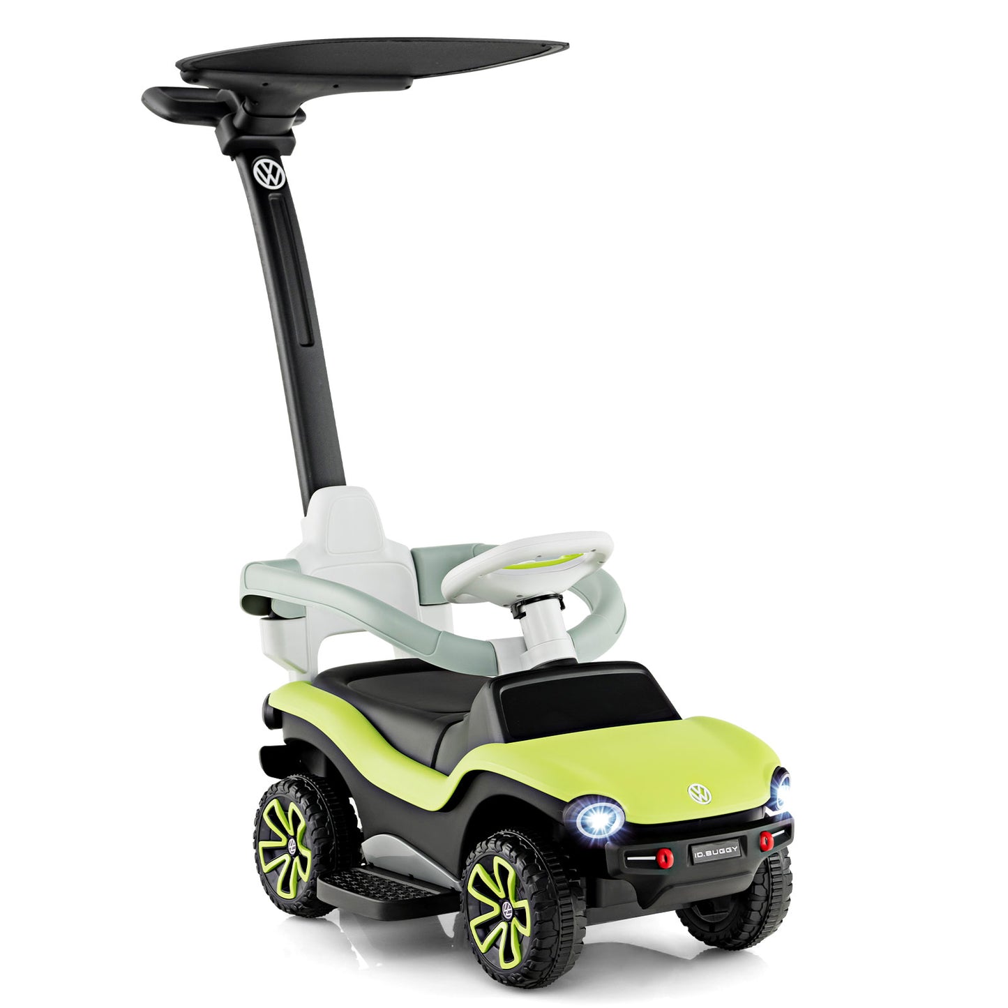 3 in 1 Kids Ride on Push Car with Handle and Canopy-Green