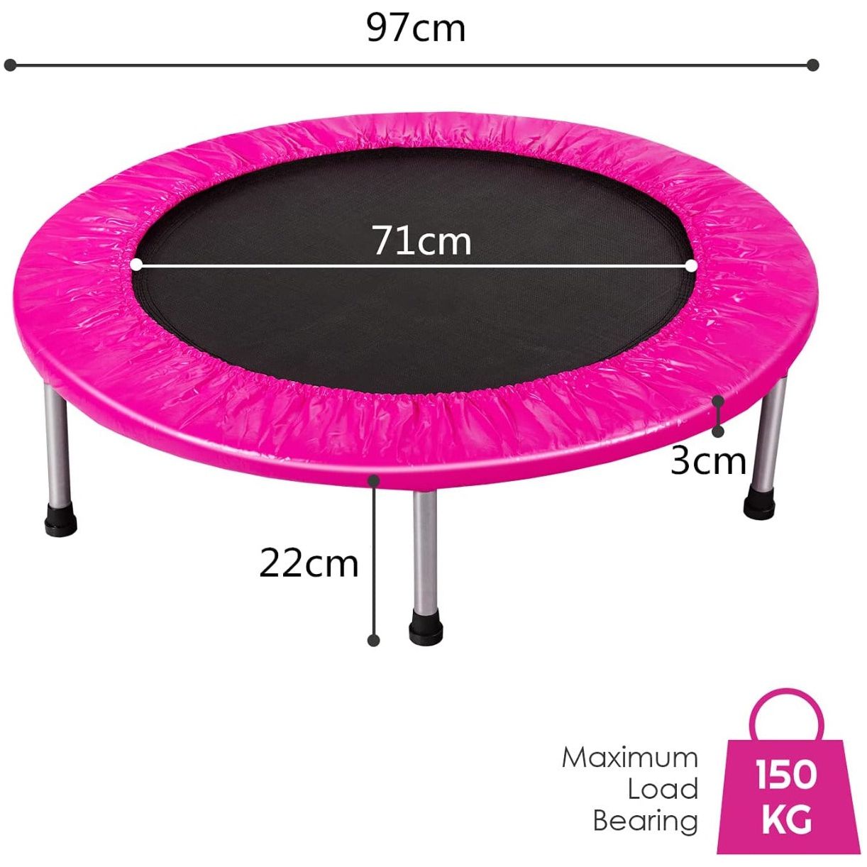 Foldable Mini Trampoline with Springs and Padded Cover-pink